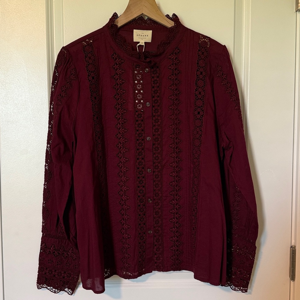 Sezane Rym Shirt Burgundy - Size 14
